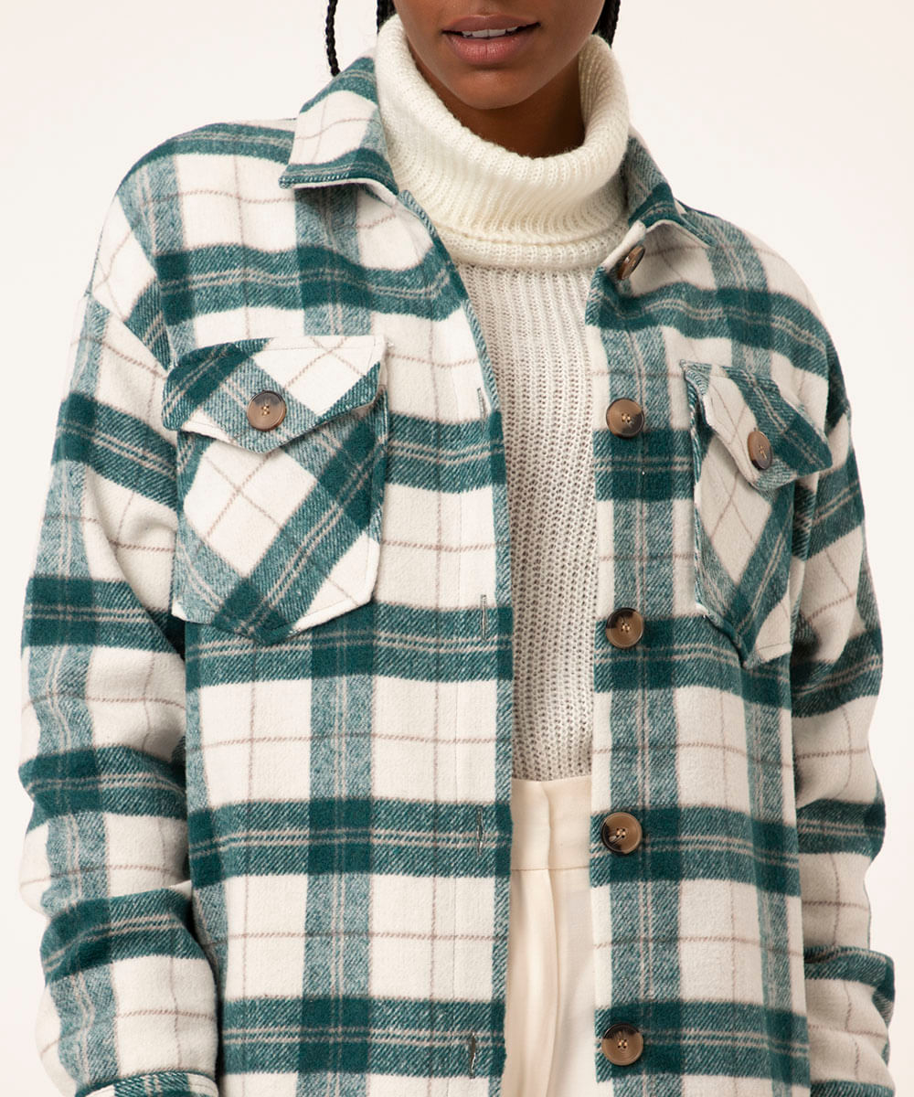 jaqueta shacket xadrez  verde