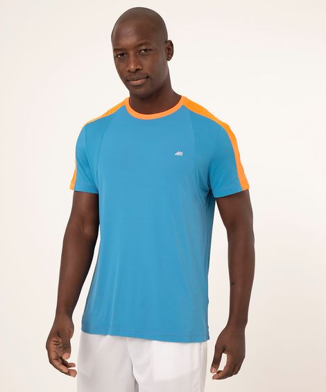 camiseta esportiva masculina de poliamida azul