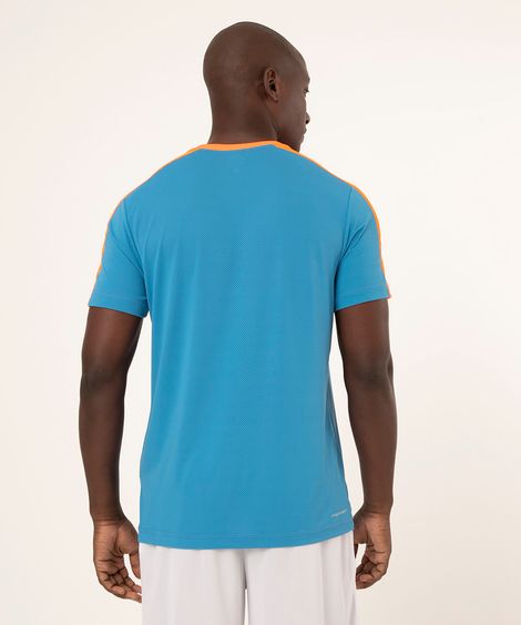 camiseta esportiva masculina de poliamida azul