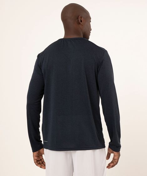 camiseta manga longa esportiva azul escuro