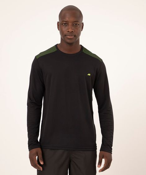 camiseta manga longa esportiva preta