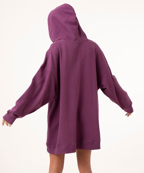 vestido de moletom com capuz pantone  roxo