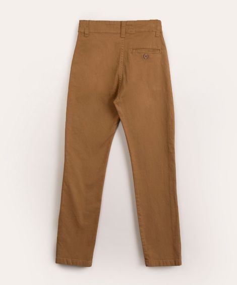 calça juvenil reta de sarja caramelo