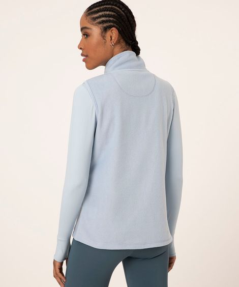colete de fleece esportivo azul claro