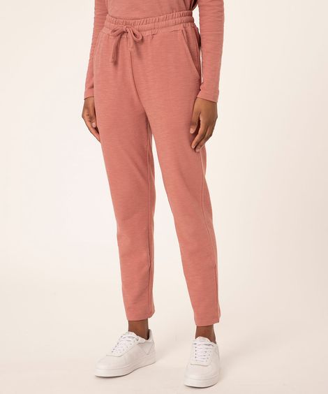 calça jogger de moletom rosa