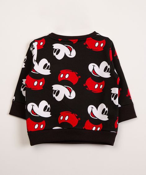 blusão infantil de moletom mickey mouse  preto