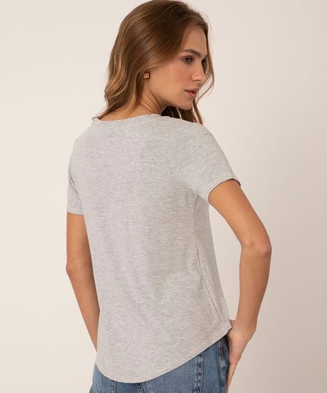 camiseta básica manga curta decote v cinza