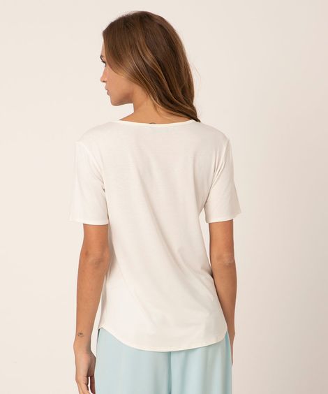 blusa básica manga curta verde militar - off white