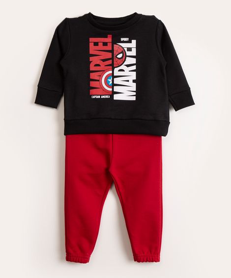 conjunto infantil de moletom homem aranha preto