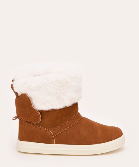 bota infantil cano médio com pelo caramelo