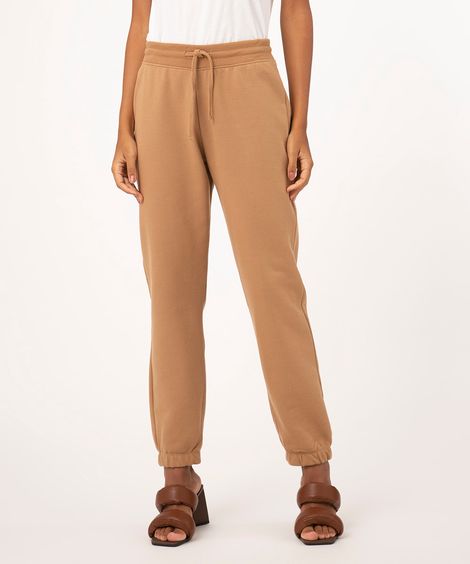 calça jogger de moletom com cordão  marrom