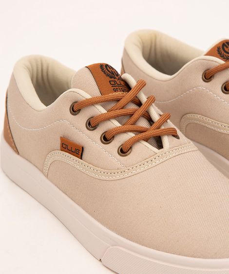 Tênis Masculino Ollie com Cadarço Bege