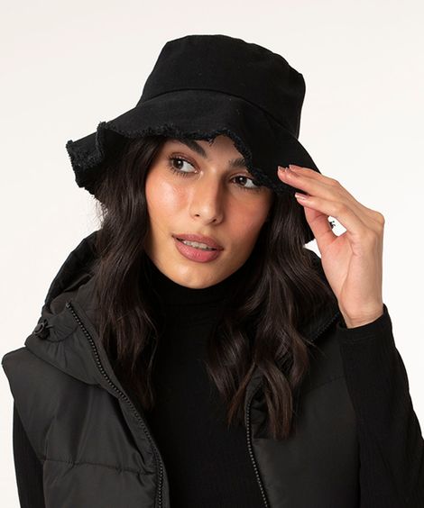 chapéu bucket hat de sarja aba desfiada preto