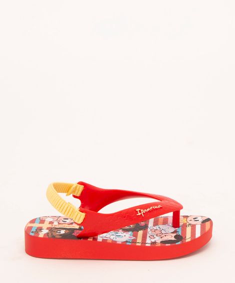 chinelo infantil ipanema turma da mônica baby vermelho claro
