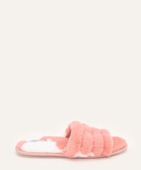 pantufa de pelúcia tira canelada multicor