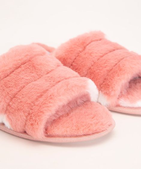 pantufa de pelúcia tira canelada multicor