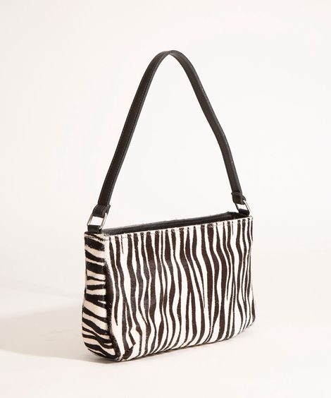 bolsa baguete de couro animal print mindset preta