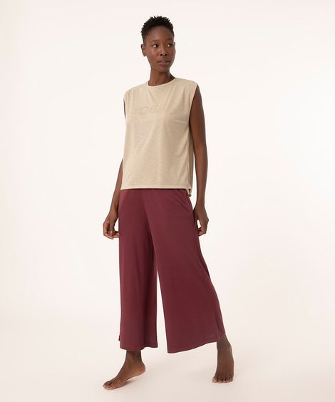 calça pantacourt de viscose com bolso vinho