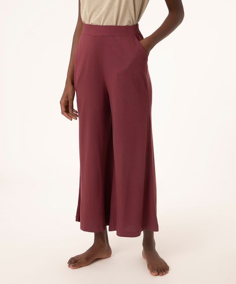 calça pantacourt de viscose com bolso vinho
