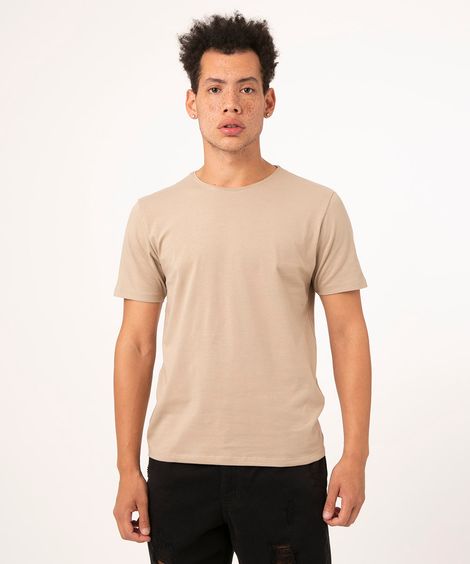 camiseta slim básica manga curta - kaki