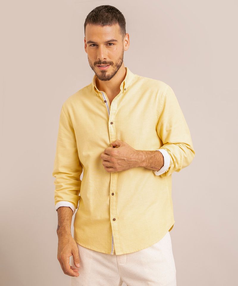 Camisa best sale social amarela