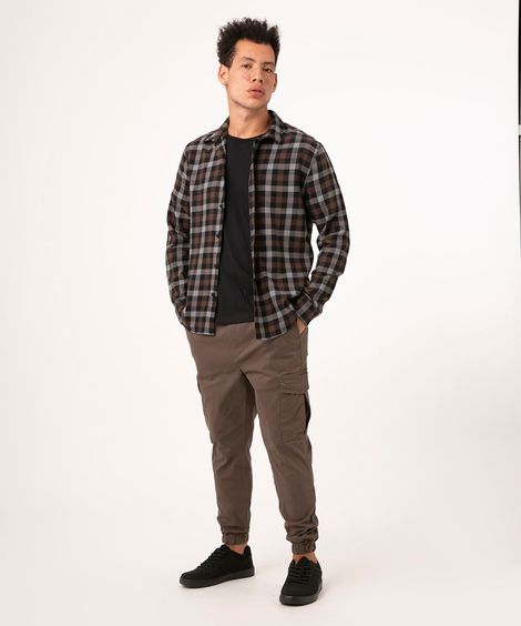 calça jogger cargo de sarja verde