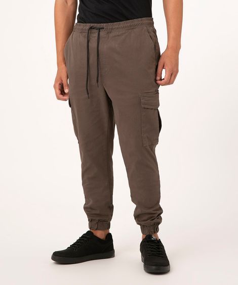 calça jogger cargo de sarja verde