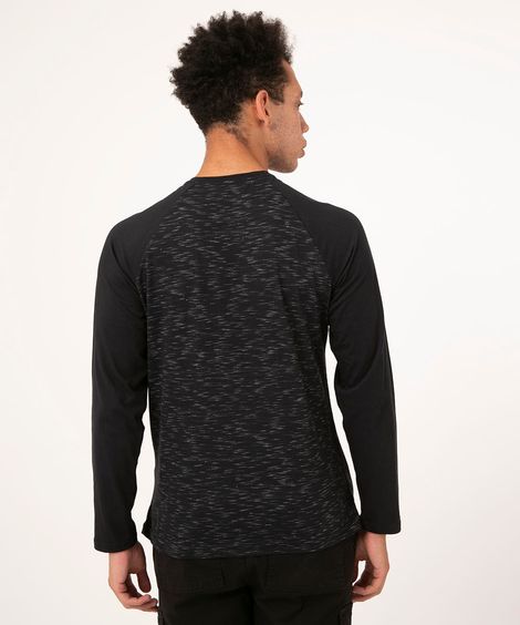 camiseta raglan manga longa cinza mescla escuro