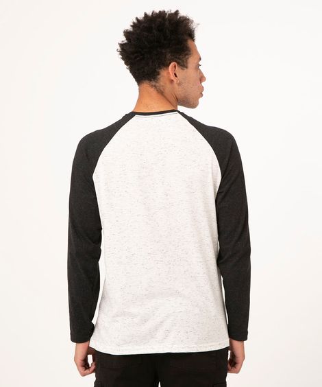 camiseta raglan manga longa cinza mescla claro