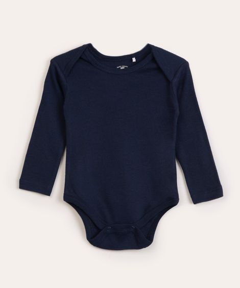 body infantil manga longa azul marinho
