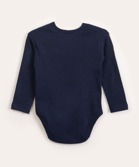 body infantil manga longa azul marinho