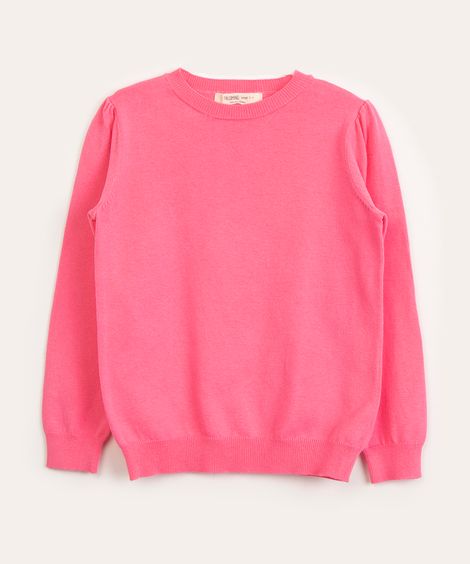suéter infantil de tricô decote redondo pink