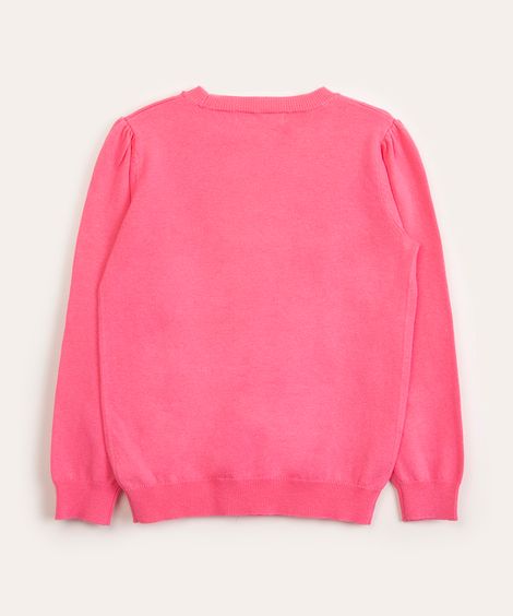 suéter infantil de tricô decote redondo pink