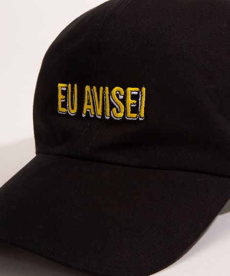 boné aba curva com bordado localizado preto