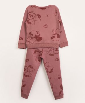 conjunto infantil de moletom minnie rosê