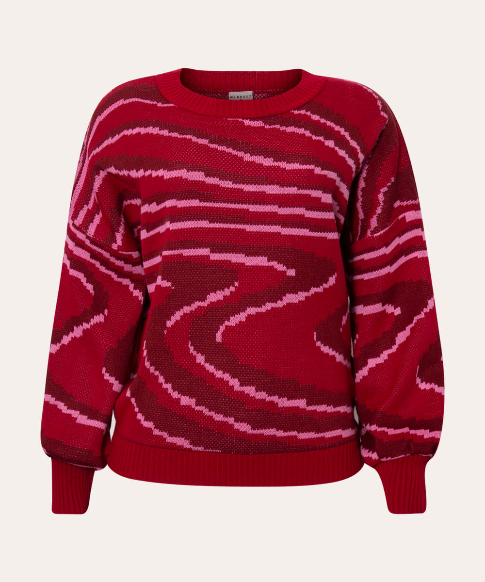 suéter de tricô estampado mindset rosa