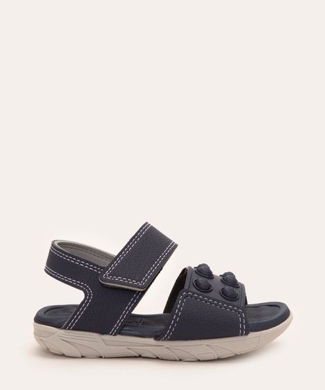 sandália papete com velcro molekinho pop azul marinho