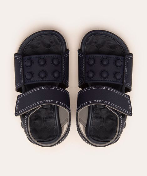 sandália papete com velcro molekinho pop azul marinho
