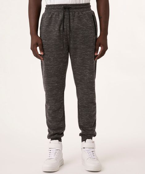 calça relaxed slim de moletom com bolso cinza mescla escuro