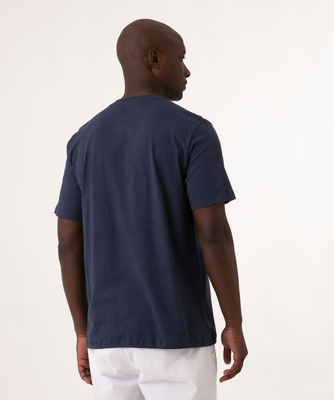 camiseta básica com bolso azul marinho