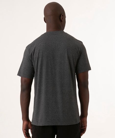 camiseta básica com bolso cinza mescla escuro