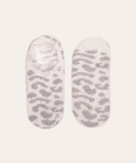 meia de inverno sapatilha animal print branco