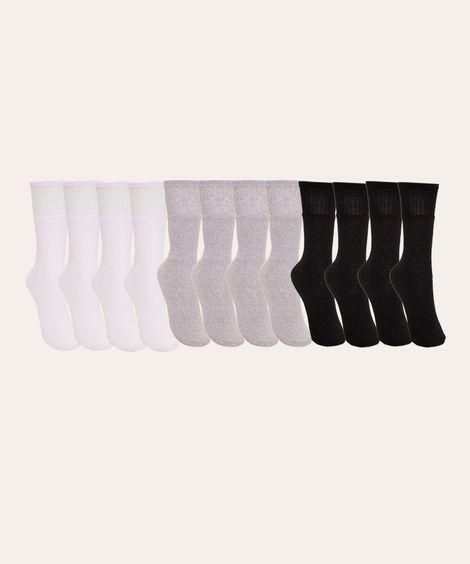 kit 6 pares de meias cano alto multicor