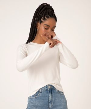 suéter de tricot básico off white