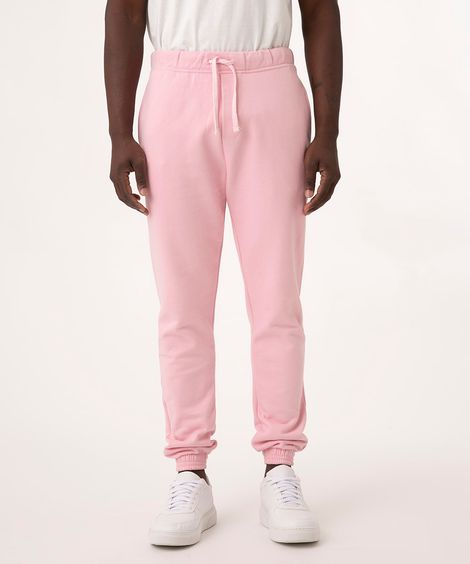 calça de moletom básica rosa claro