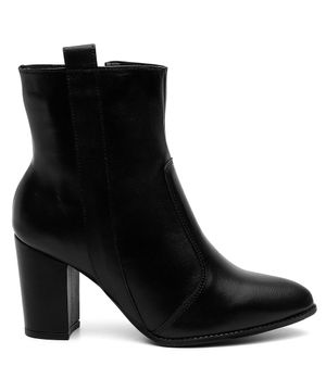 Bota Feminina Couro Salto Alto Lisa Zíper Estilo Moderna  Valentina K Preto