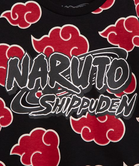 camiseta infantil manga curta naruto preto