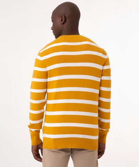 suéter manga longa listrado  amarelo