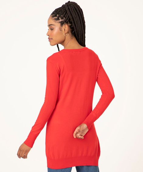 cardigan de tricô com botões vermelho