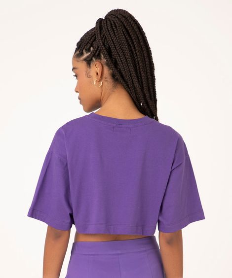 camiseta cropped básica de algodão roxa